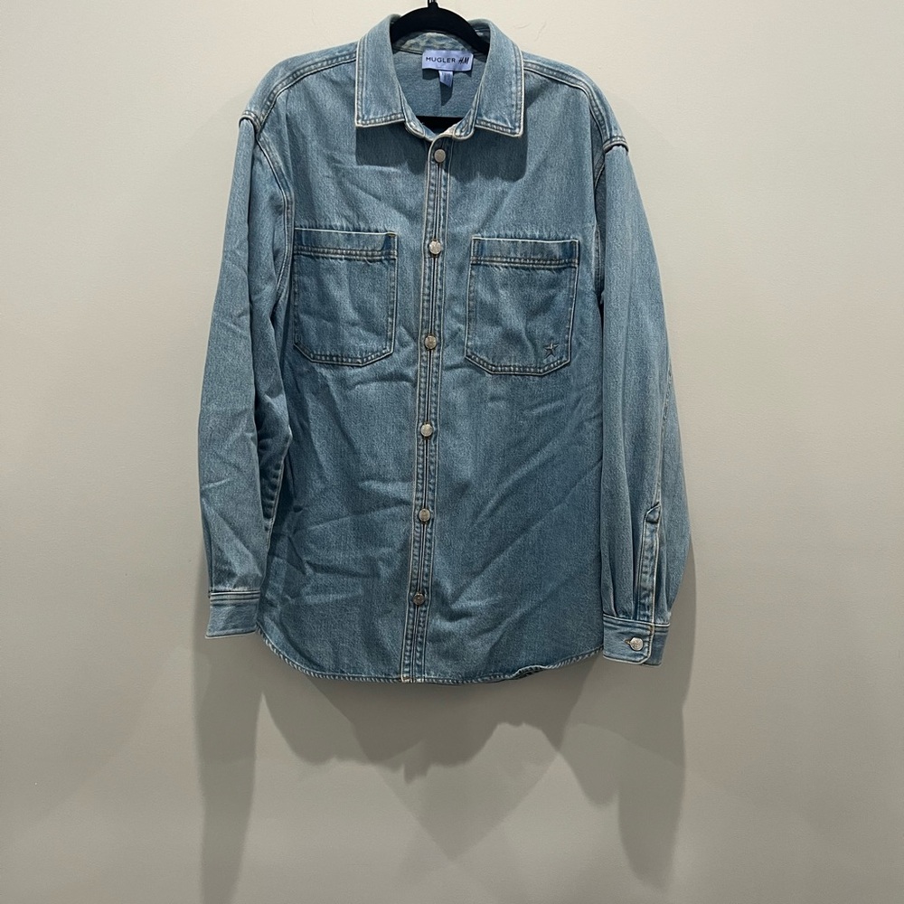 Mugler Blue Lightweight Denim Shirt Jacket